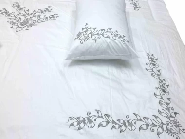  gray embroidered duvet cover 