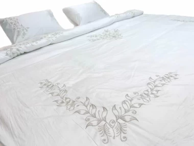 Silver embroidered duvet cover
